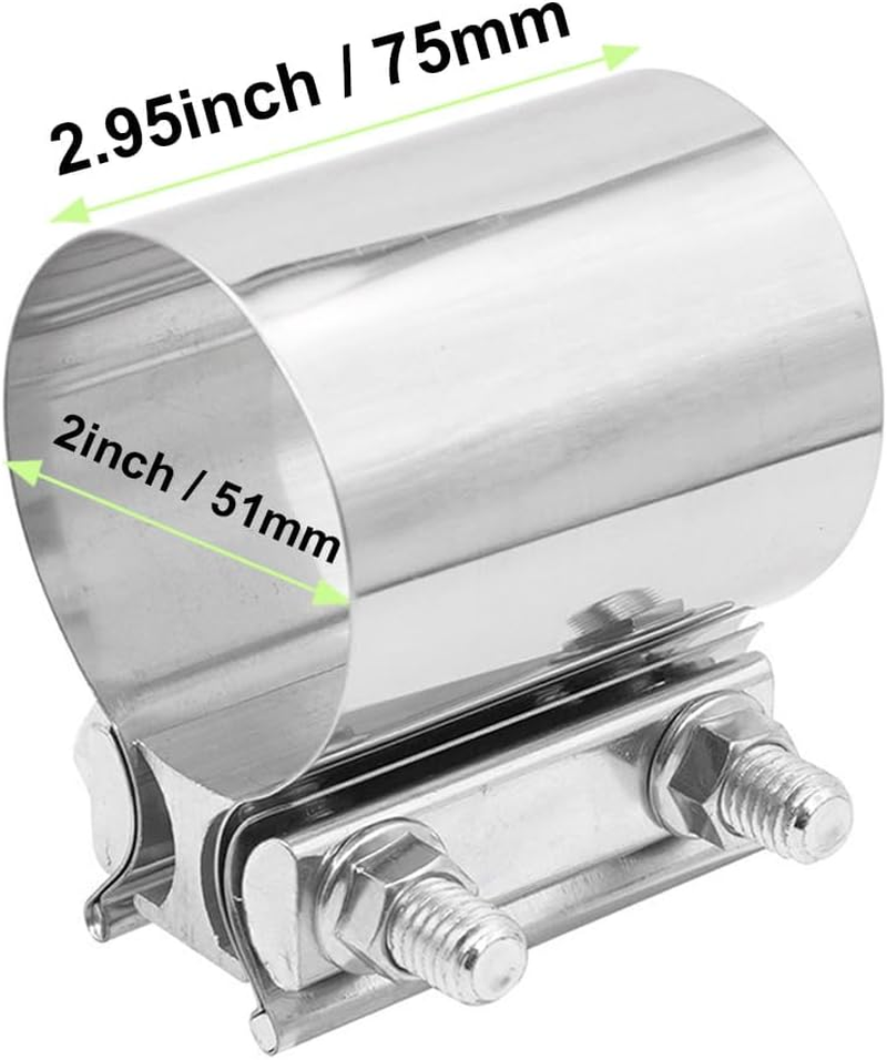 Exhaust Clamp 2 Inch, 75Mm Butt Joint Band Exhaust Clamps 304 Stainless Steel image number 2