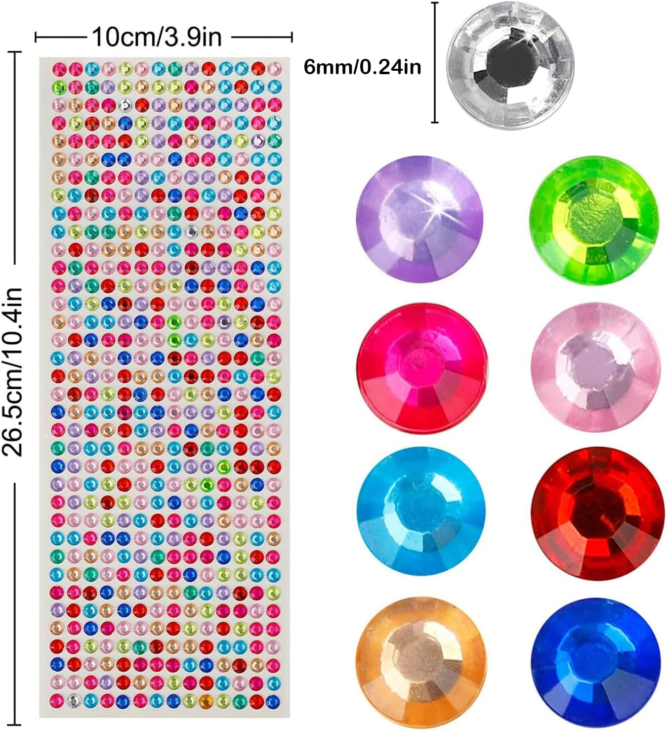 Rhinestone Stickers Self-Adhesive Jewels Sticker for Kids DIY Craft Cards Embellishment Diamond Gem Decorations, Wedding Decorations, Body, Nail, Scrapbooking Embellishment (9 Coloured Stickers) - 8 Silver Stickers image number 5