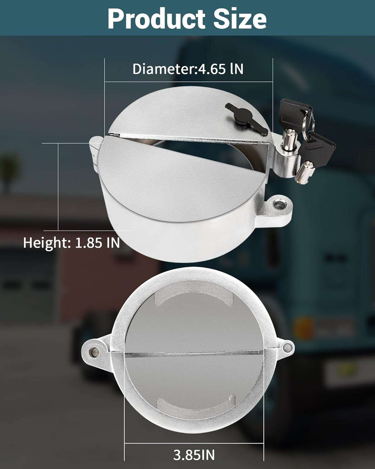 2 PCS Upgrade Semi Truck Locking Fuel Cap Cover, Compatible with Freightliner, Sterling and Western Star Class 8 Trucks image number 4