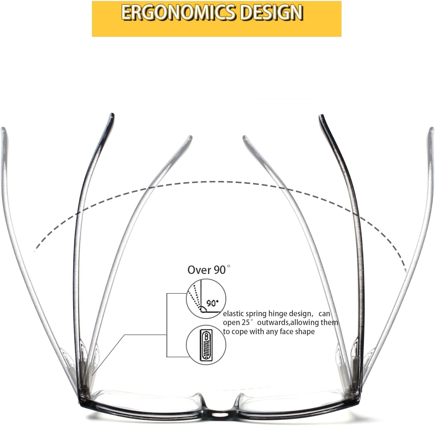 READING GLASSES 4 Pack Spring Hinge Comfort Readers Plastic Includes Sun Readers (2 Black 2 Tortoise, 4.50) image number 2