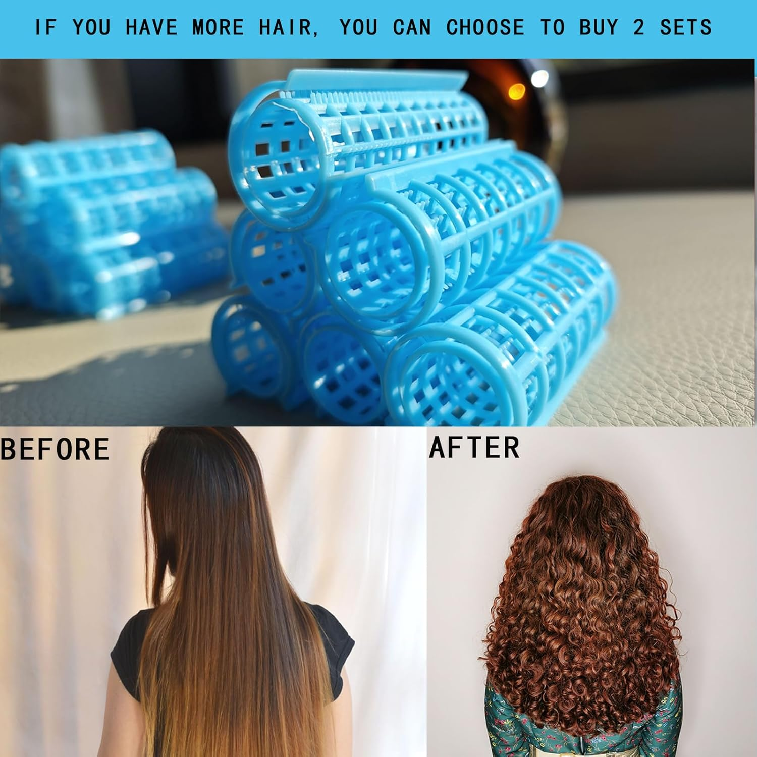 ULIFEBETTER 20 Pack Snap Hair Roller Plastic Hair Rollers Set, 0.98Inch/2.5Cm Heatless Rollers with Mini Comb, Snap on Rollers for Fine Thin Hair, Self Grip Roller for DIY （Blue）