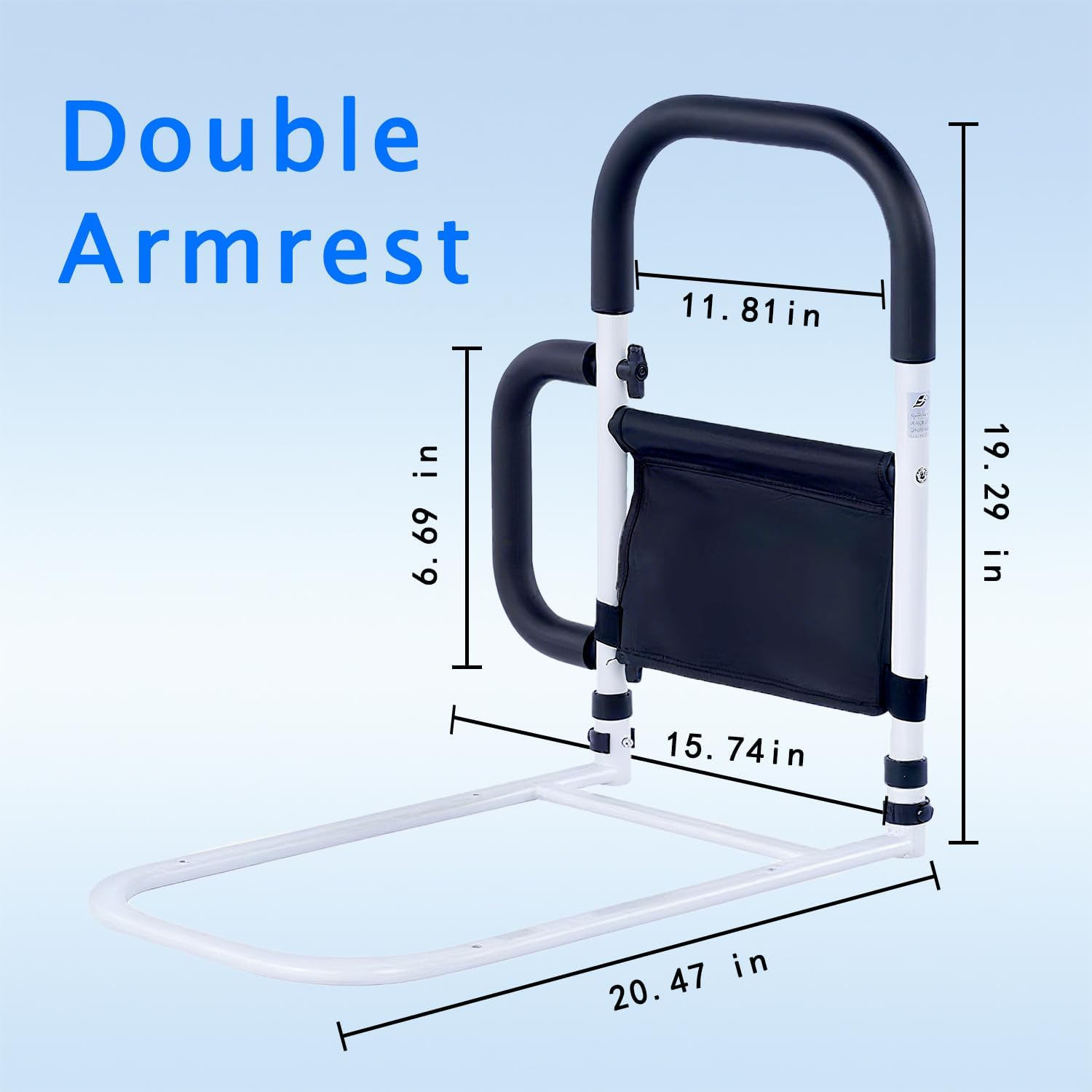 Bed Rails for Elderly Adults Safety, Bed Assist Rail with Dual Grab Handles for Seniors, Non-Slip Ergonomic Handle, 300Lb Weight Capacity, Storage Pocket, Fits Twin/Full/Queen/King image number 2