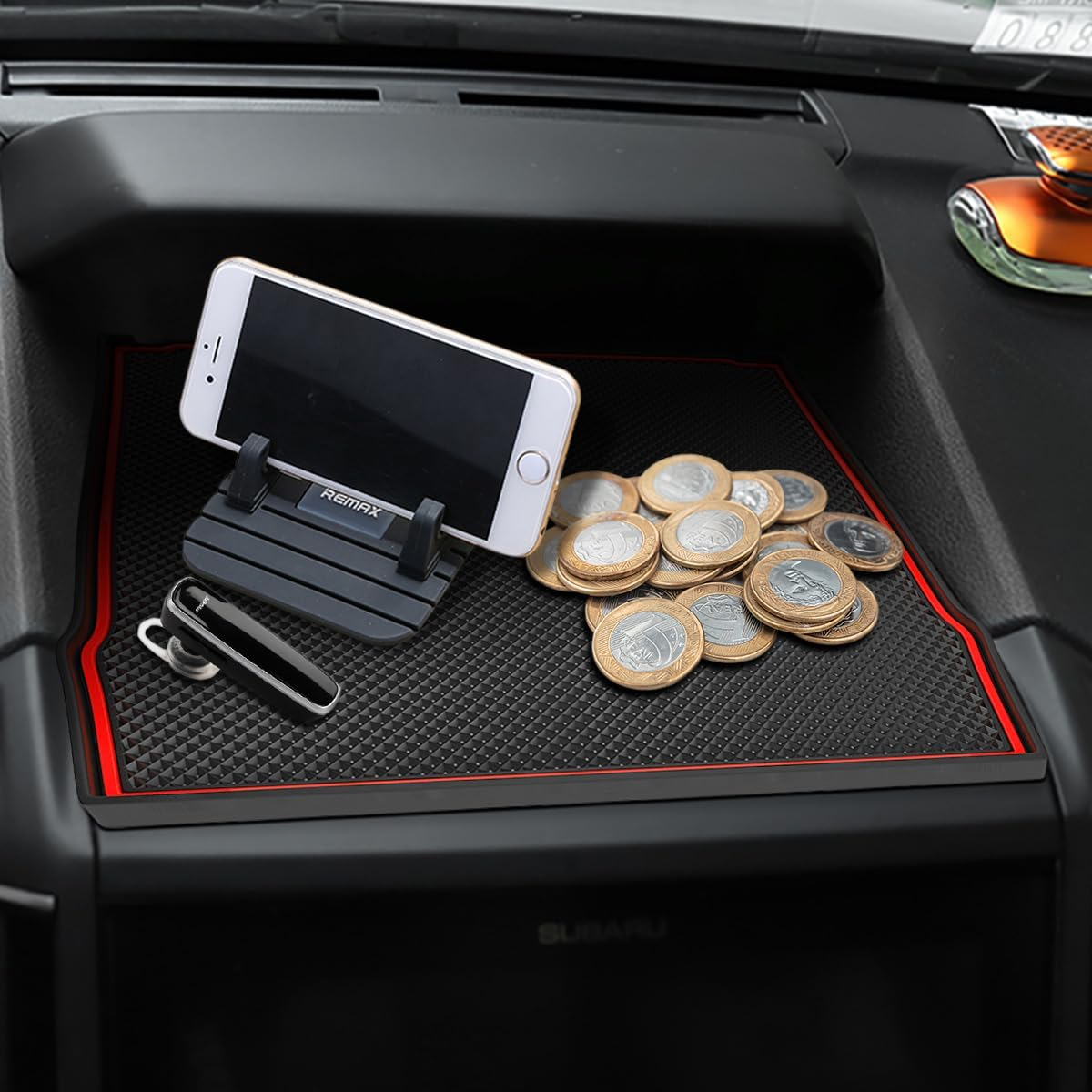 Auovo Dashboard Mats for Subaru Forester Accessories 2019-2021 Subaru Crosstrek/Impreza 2018-2021 Car Interior Dash Rubber Pad Liner (1 Pcs Red Trim Dashboard Mat) image number 6