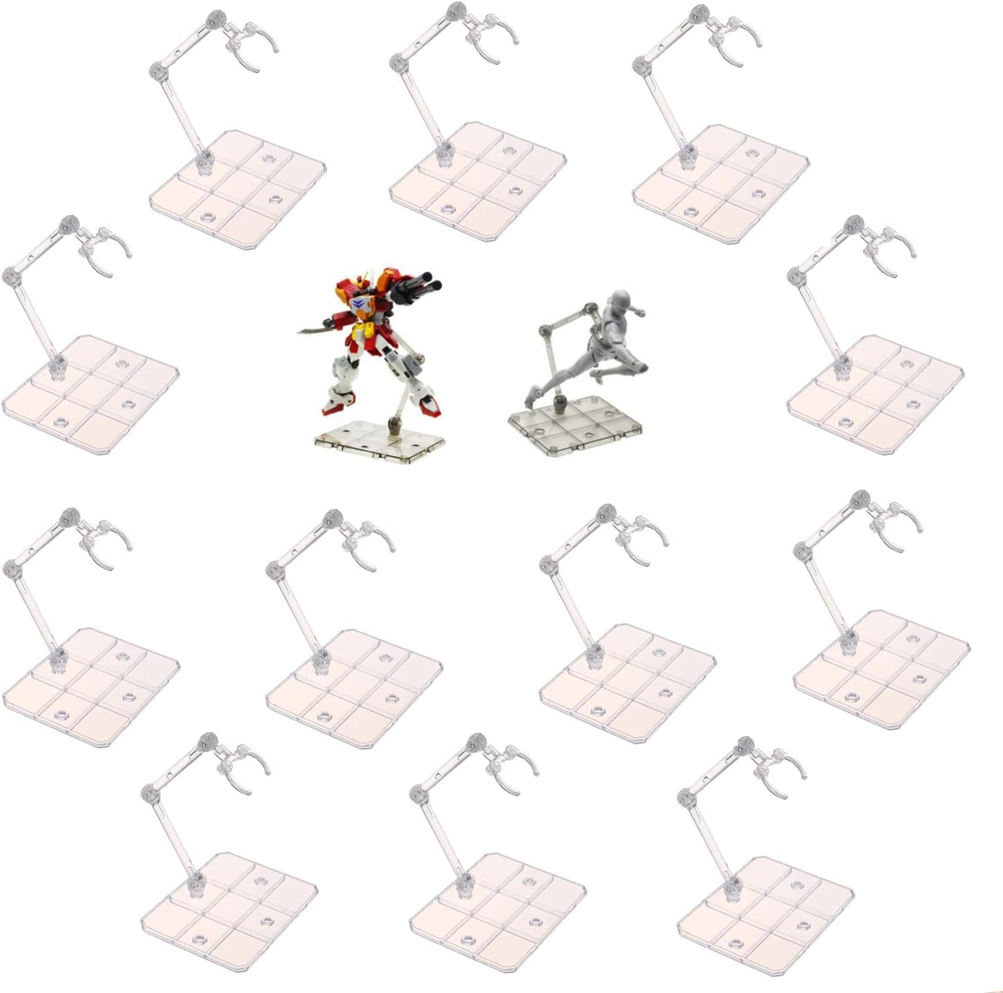 TSY TOOL 2 Pcs of HG144 Action Figure Stand, Display Holder Base, Doll Model Support Stand Compatible with 6" HG RG SD SHF Gundam 1/44 Toy Clear image number 5