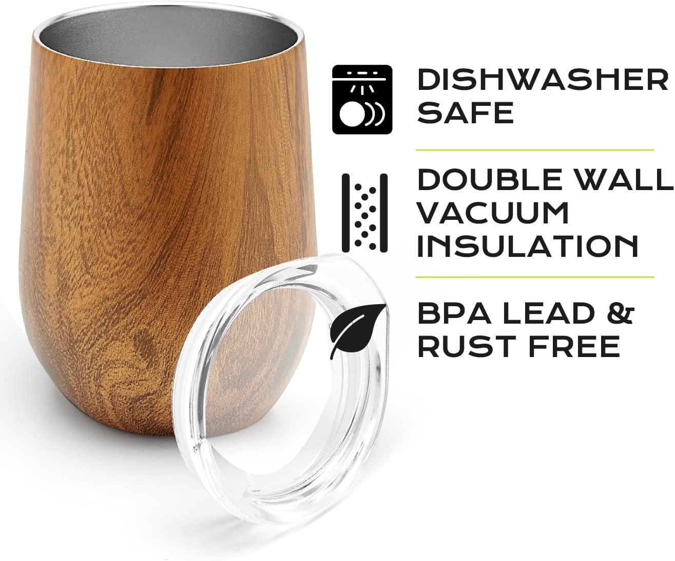 BALIBETOV Modern Mate Cup and Bombilla Set (Yerba Mate Cup) -Yerba Mate Set Includes Double Walled 18/8 Stainless Steel Mate Tea Cup, Two Bombilla Mate (Straw) and a Cleaning Brush (12 Oz, Wood) - Metallic image number 2