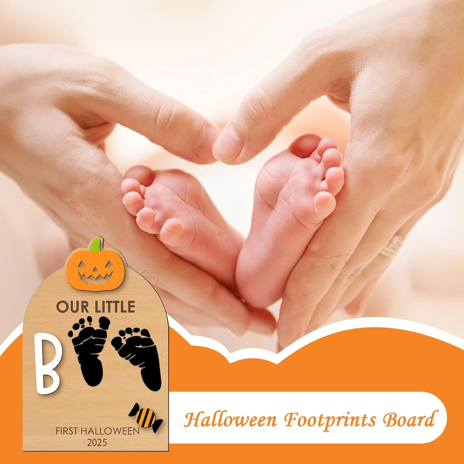 Lmyit Baby Hand and Footprint Kit - Halloween Footprint or Handprint Art Sign - Craft Pad Print Ornament Hand Keepsake for Birth Nursery Shower Family Parents Kids Father Christmas Halloween image number 5