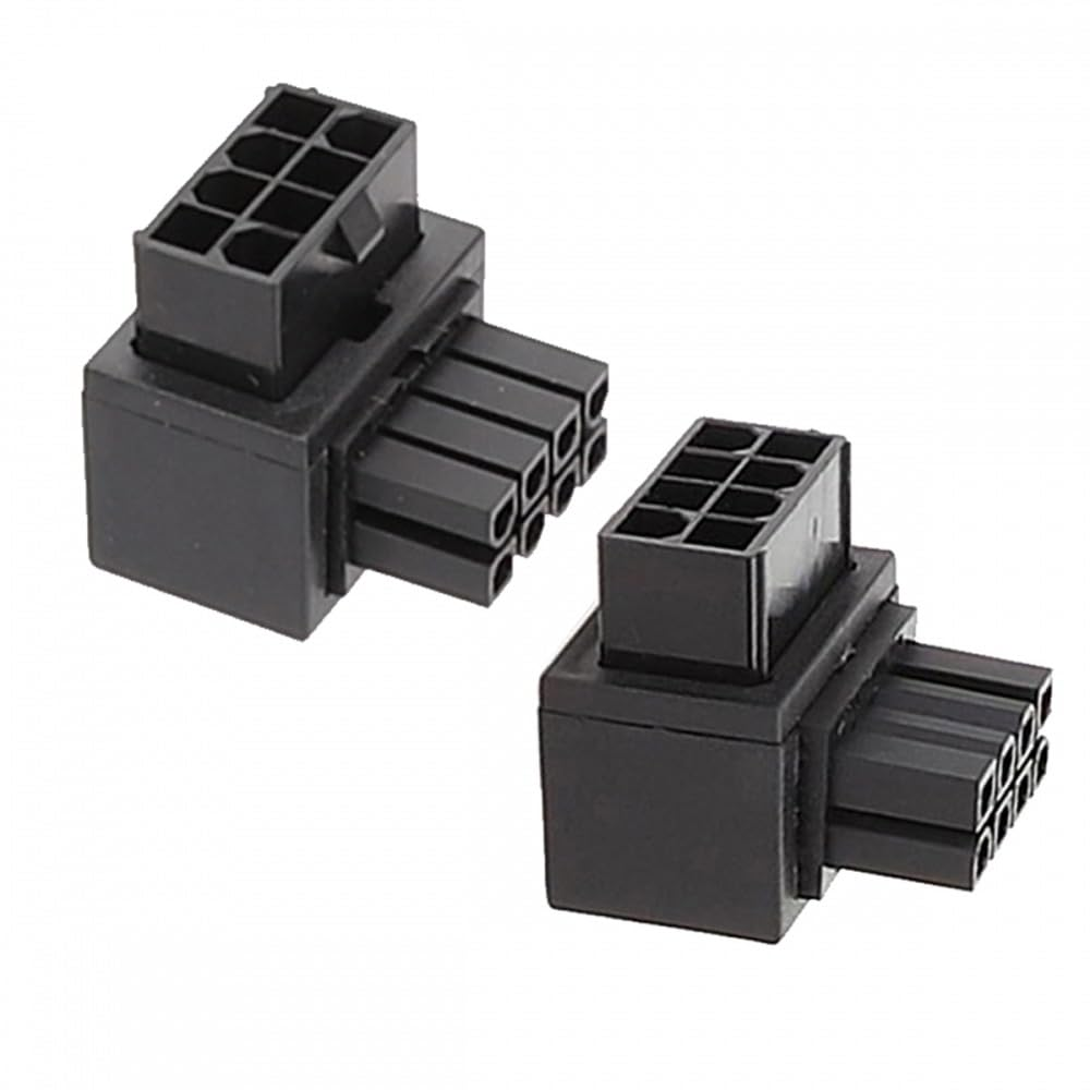 Cablecc 2Pcs/Lot 90 Degree up down Angled ATX 8P EPS Male to Female Power Header Adapter for CPU 12V image number 2
