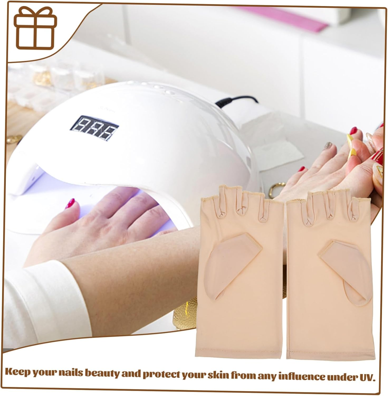 BAZEITFLOW 1Pair Fingerless UV Protection Gloves for Gel Nail Lamp UV Manicure Gloves Shield Hands from UV Rays for Nail Art and Home Use image number 3