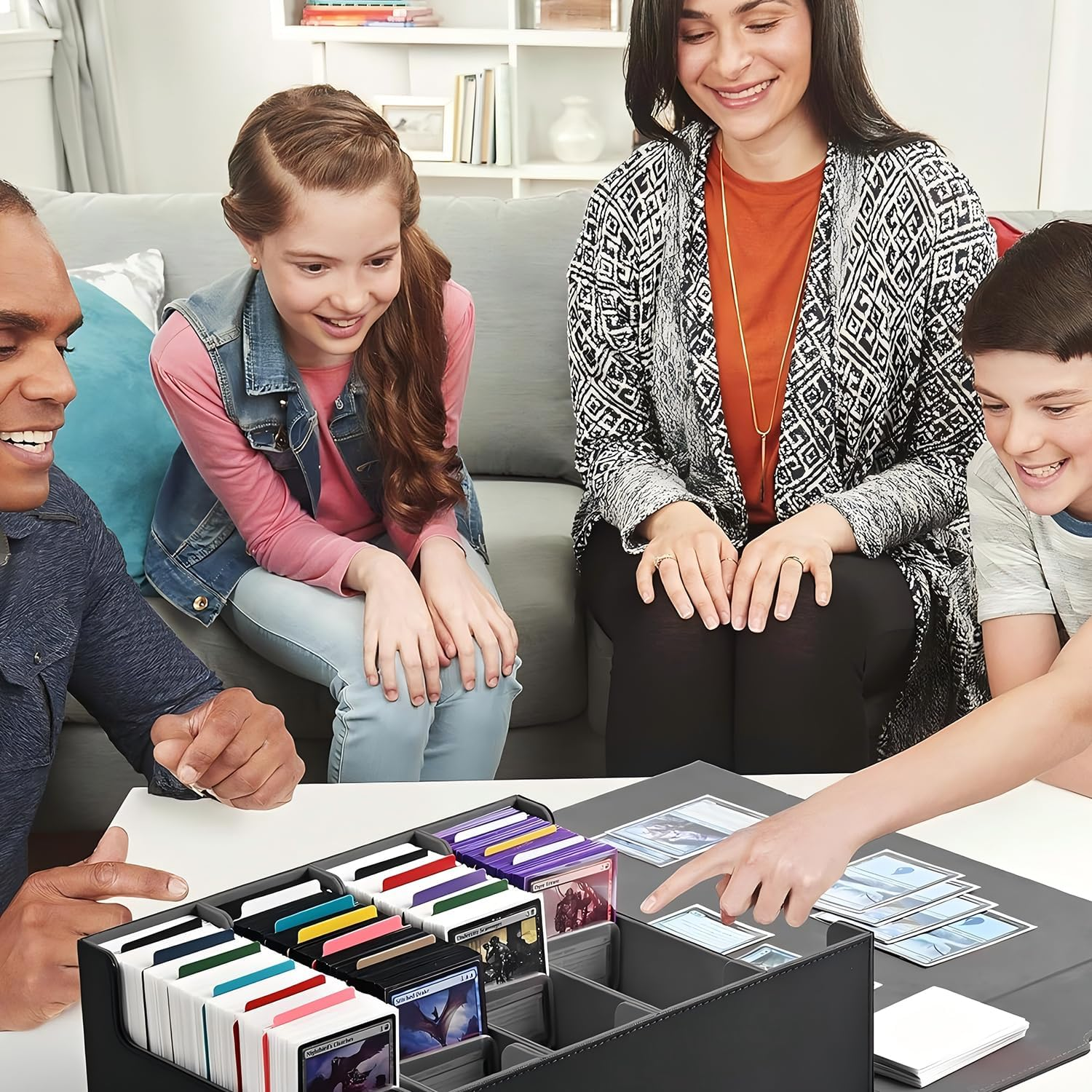 MTG Deck Box, Card Deck Case Black&Grey, 2400+ Trading Card Storage Box, PU Leather Magnetic Closure Commander Storage Boxes Magic Cards Protectors Fit for Yugioh, MTG and Sport Cards&hellip; image number 5