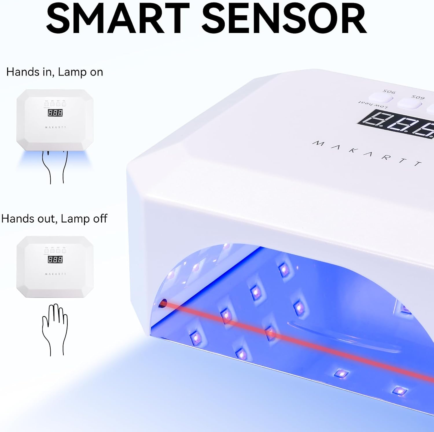 Makartt UV LED Nail Lamp: UV Light for Gel Nails Rechargeable Aurora 36W Gel Lamp with 4 Timers & Auto Sensor Professional Fast Curing Cordless Nail Light for Home Salon Manicure image number 6