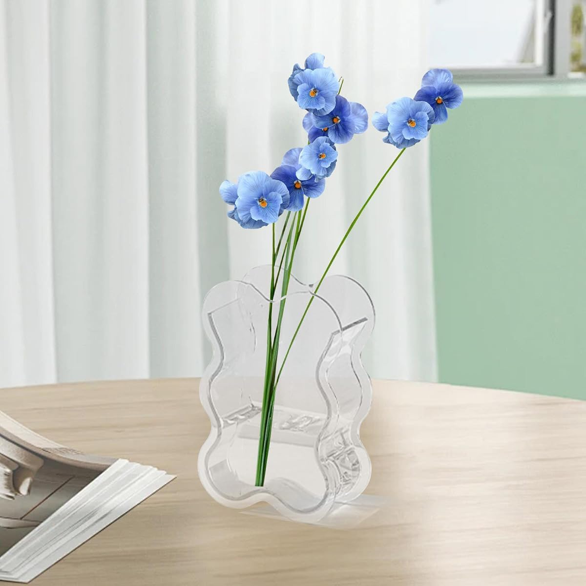 AIMALL Acrylic Transparent Vase for Flower Arrangement, Creative Colourful Desktop Decoration Fish Tank Style, for Dried or Fresh Flowers, 8.27In and 8.7In Home Ornament - Handheld Model-Green image number 6