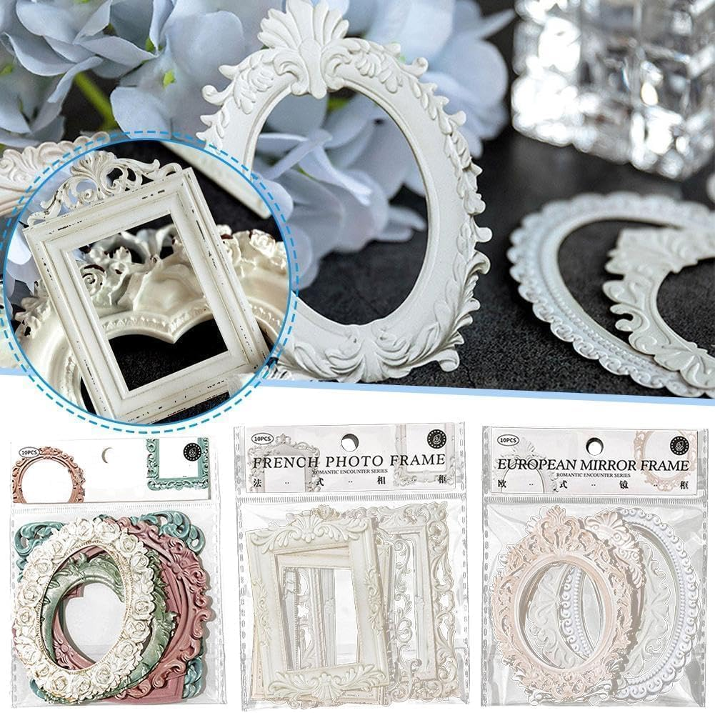 Scrapbook Frames Vintage Paper Frames Small Thin Decorative Paper Lace Cutouts Scrapbook Window for Scrapbooking Junk Diary Crafts Decorative Pack of 10 image number 3