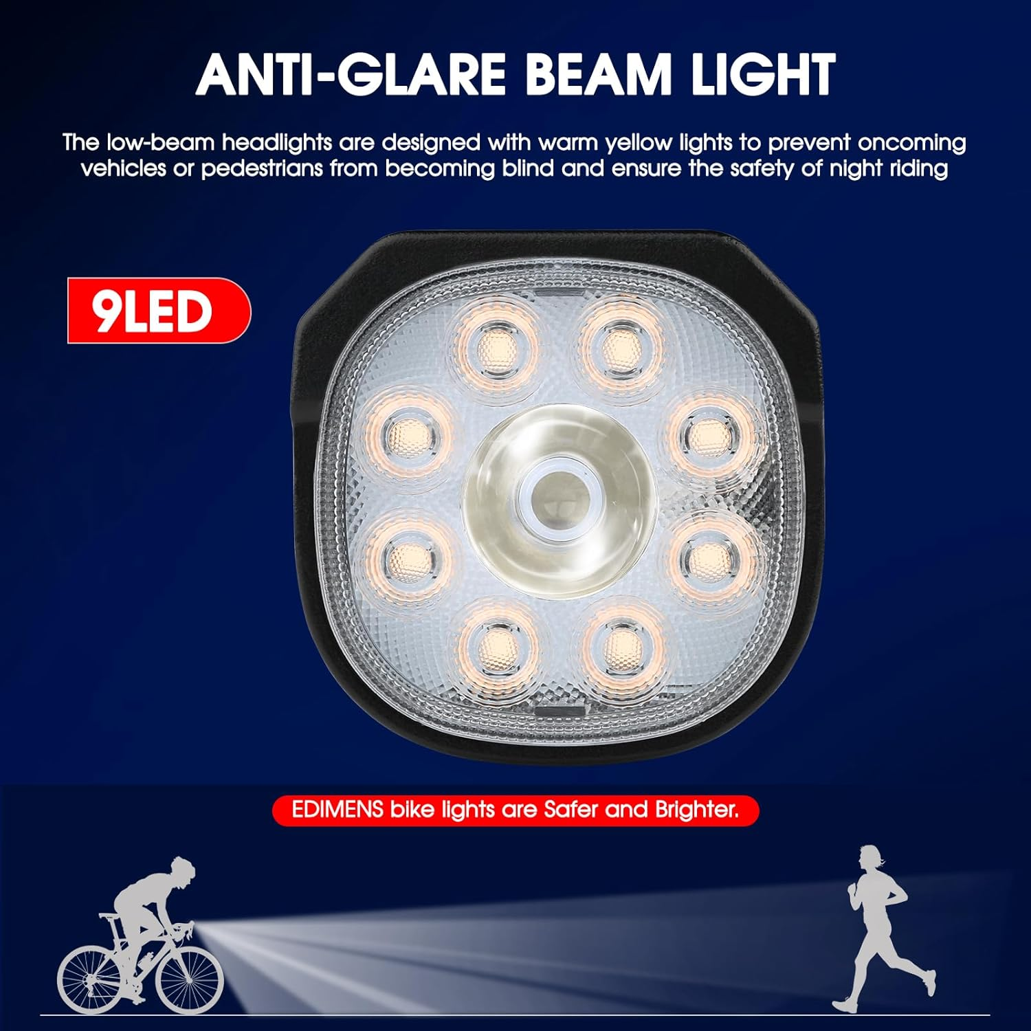 EDDIMENS Bike Lights Front and Back, Super Bright Bicycle Lights USB Rechargeable, 8+7 Lighting Modes, Fast Charging, IP65 Waterproof Bike Light Set for Night Riding, Camping, Mountain, Road image number 4