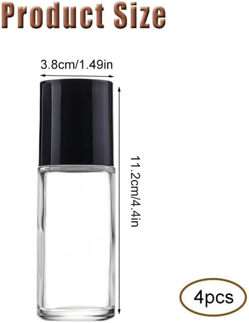 WADY 4PCS 50Ml Essential Oil Glass Roller Bottles - Empty Refillable Clear Roll-On Container with Plastic Balls and Lids (Clear) image number 2