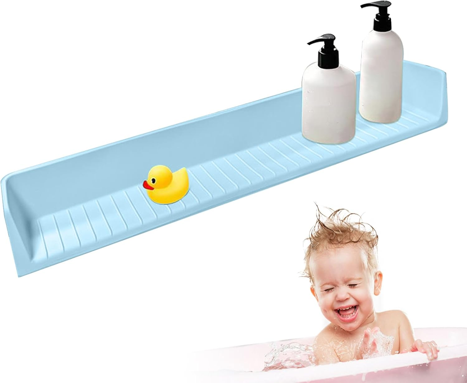 Bathtub Splash Guard | Silicone Kids Toy Holder,Toddler Shower Toys Organizer Splash Guard with Suction Cup for Desk Vanity Counter Bathroom Bathtub