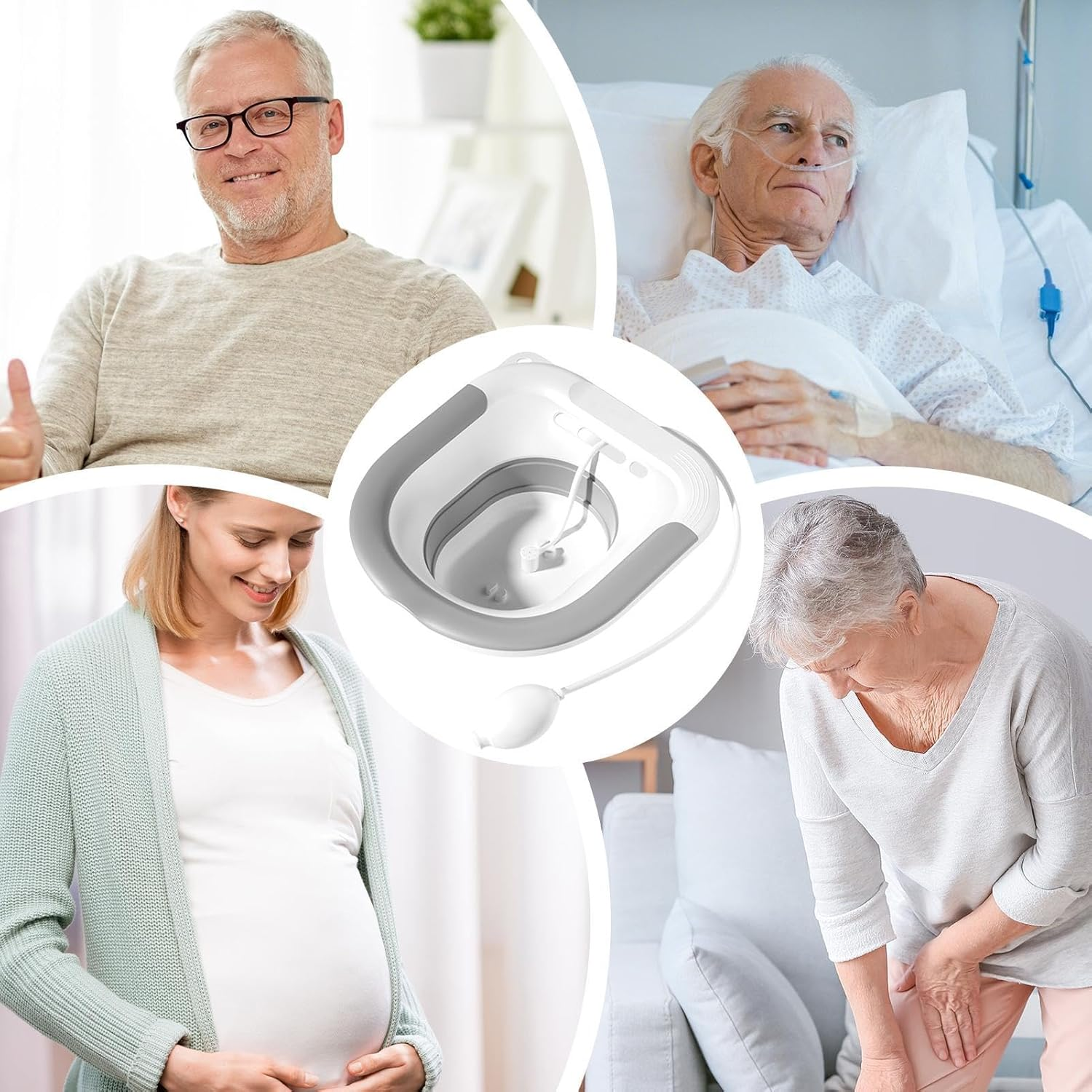 Bmucp Folding Toilet Seat Bath, Folding Seat Bathtub for Toilet - Portable Ergonomic Washbasin Bathtub Sit Bust Toilet, North Squat Bath Soak Sitz Bath Washbasin Hemorrhoid Patient Care Postpartum - Purple image number 5