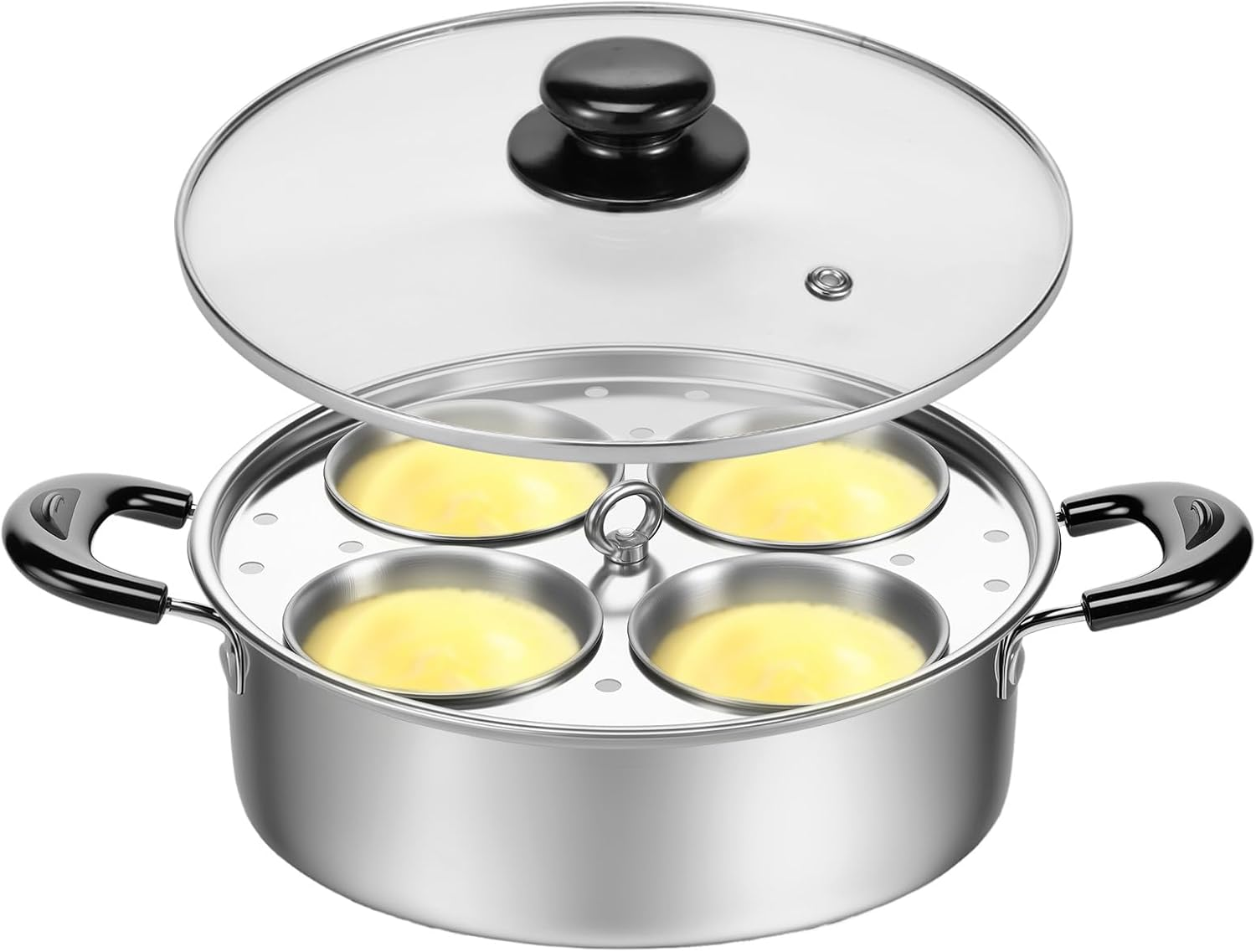 DJAPWPX Egg Poacher, Stainless Steel Poached Egg Maker Pot, Egg Poaching Pan with 4 Cups, Poached Egg Cooker Pot, Multipurpose Stovetop Egg Poacher Pot for Induction Cooktop Gas Cooktop image number 3