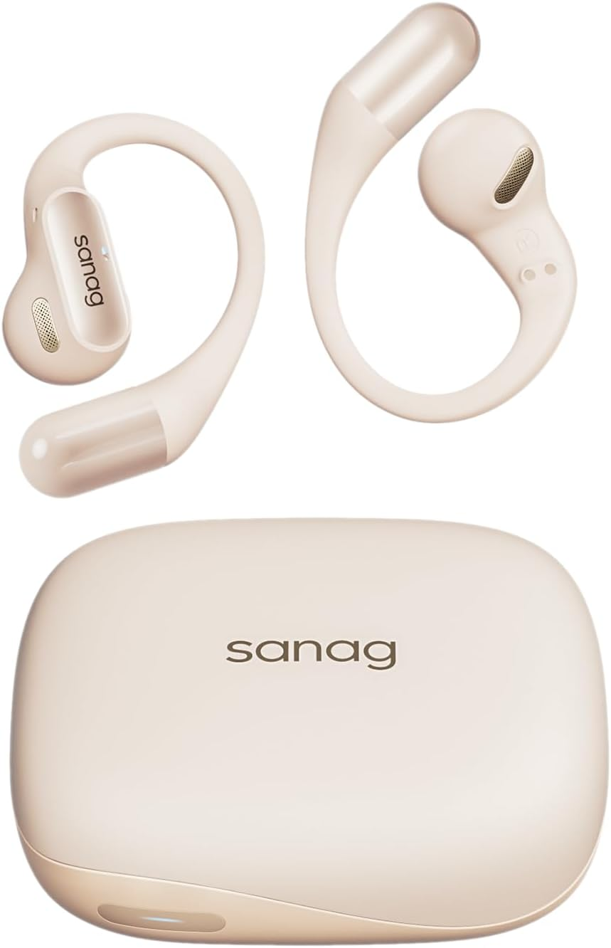 SANAG G6S Open Ear Headphones, Wireless Bluetooth 5.3, Waterproof, Stable Fit, 36 Hours Playtime, Multipoint Connection, Black