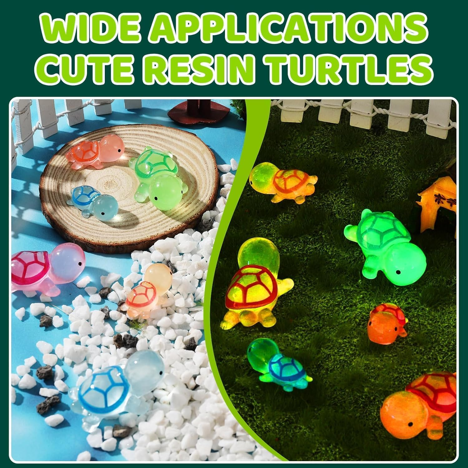60 Pcs Miniature Sea Turtle Figurines,Luminous Mini Turtles Figurines Glow,Multicolor Mini Resin Turtle Figure Glow in the Dark,Miniature Plastic Turtles Figures for Craft, Garden Decor,(6 Colors) image number 5