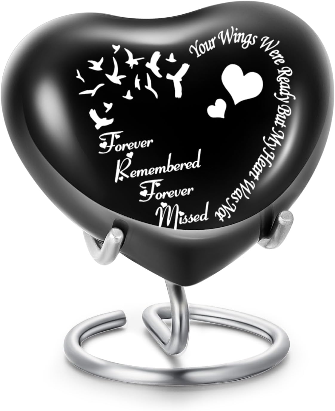 AIWENXI Pet Urn Memorial Container Jar Pot Urn Memorials Keepsake Pet Dog Cat Urn Mini Urn Memorial Urn for Cremation Ashes (Wings Silver)