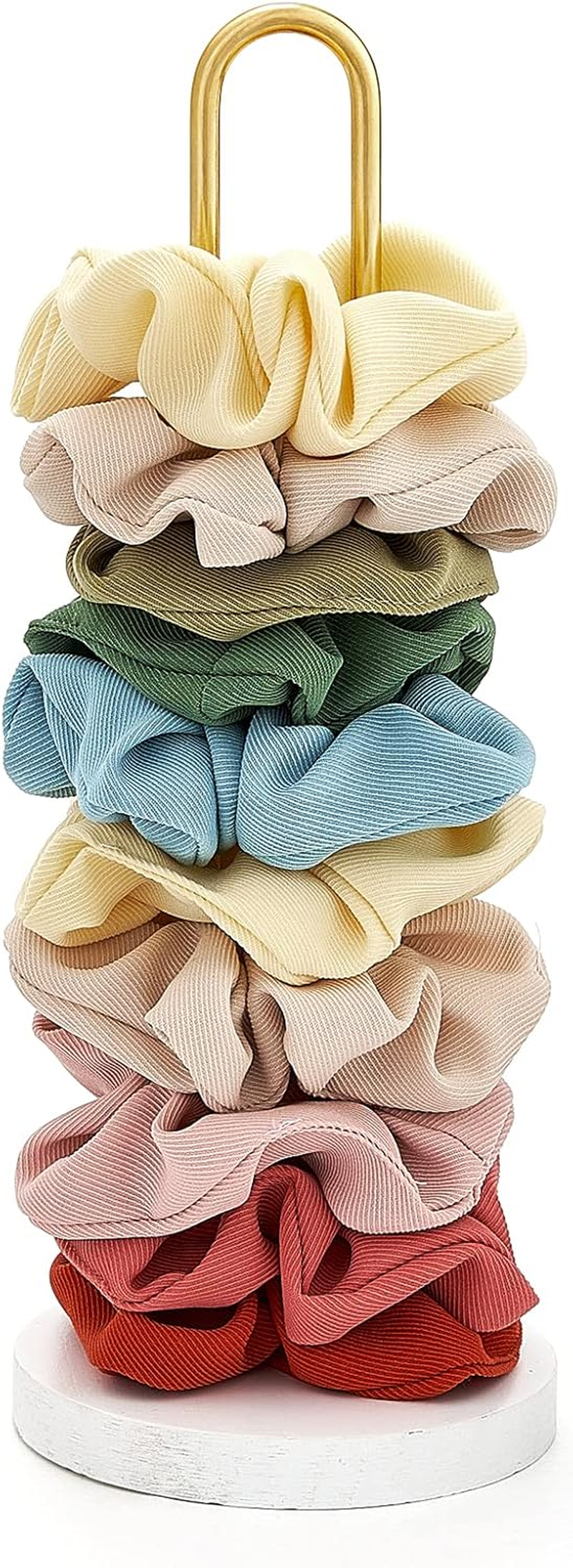 Mkono Scrunchies Holder Stand Hair Accessories Organizer Gold White Metal Scrunchies Tower Hold 25 - 35 Scrunchies Modern Vertical Hair Tie Organizer for Girls, White