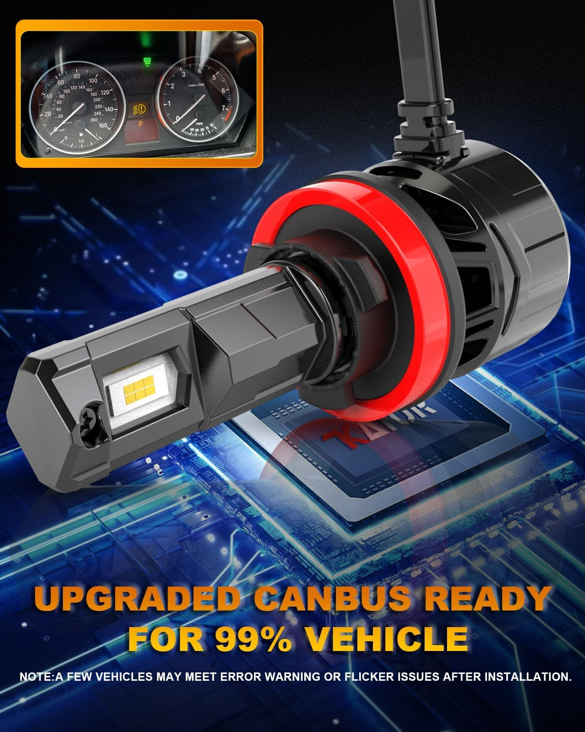 H11 LED Headlight Bulb 40000LM, KATUR 700% Brightness H8 LED Bulb 6000K Xenon White Plug and Play 1:1 Mini Size H11 H9 H8 Headlight Bulbs, Pack of 2