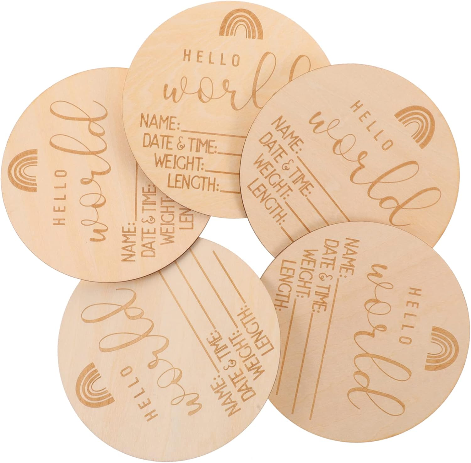 ERINGOGO 5Pcs Newborn Growth Record Cards Announcement Sign for Hospital Keepsake for Shower Photography Cute Tracking Cards image number 1