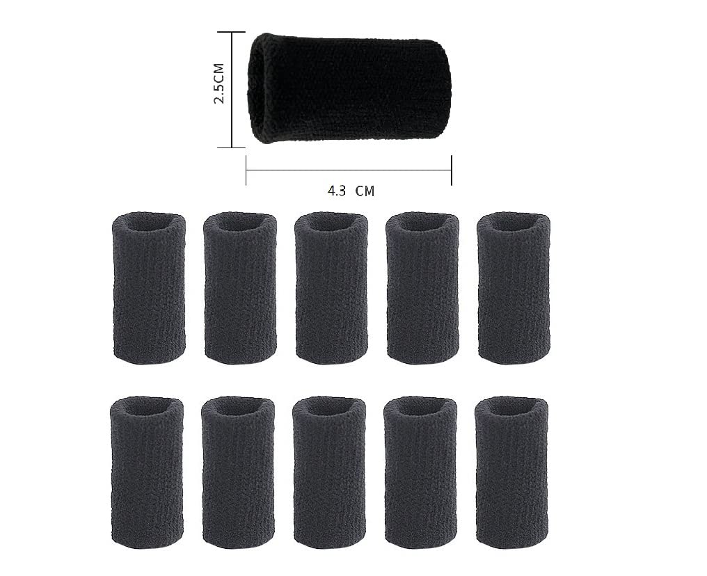 10X Finger Protector Sleeve, Breathable Sports Aid Finger Sleeves (BLACK)