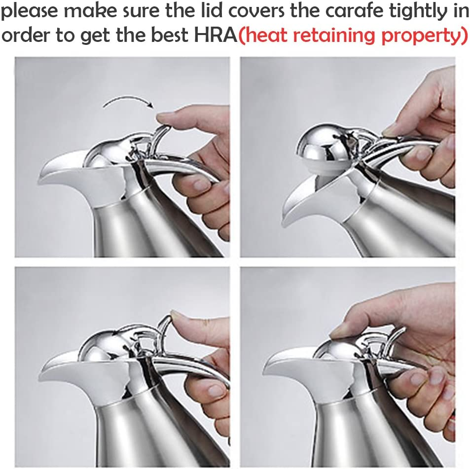 Bonnoces 64 Oz Stainless Steel Thermal Carafe - Double Walled Vacuum Insualted Thermos/Carafe with Lid - Coffee/Tea Carafe Heat & Cold Retention - 2 Liter image number 4