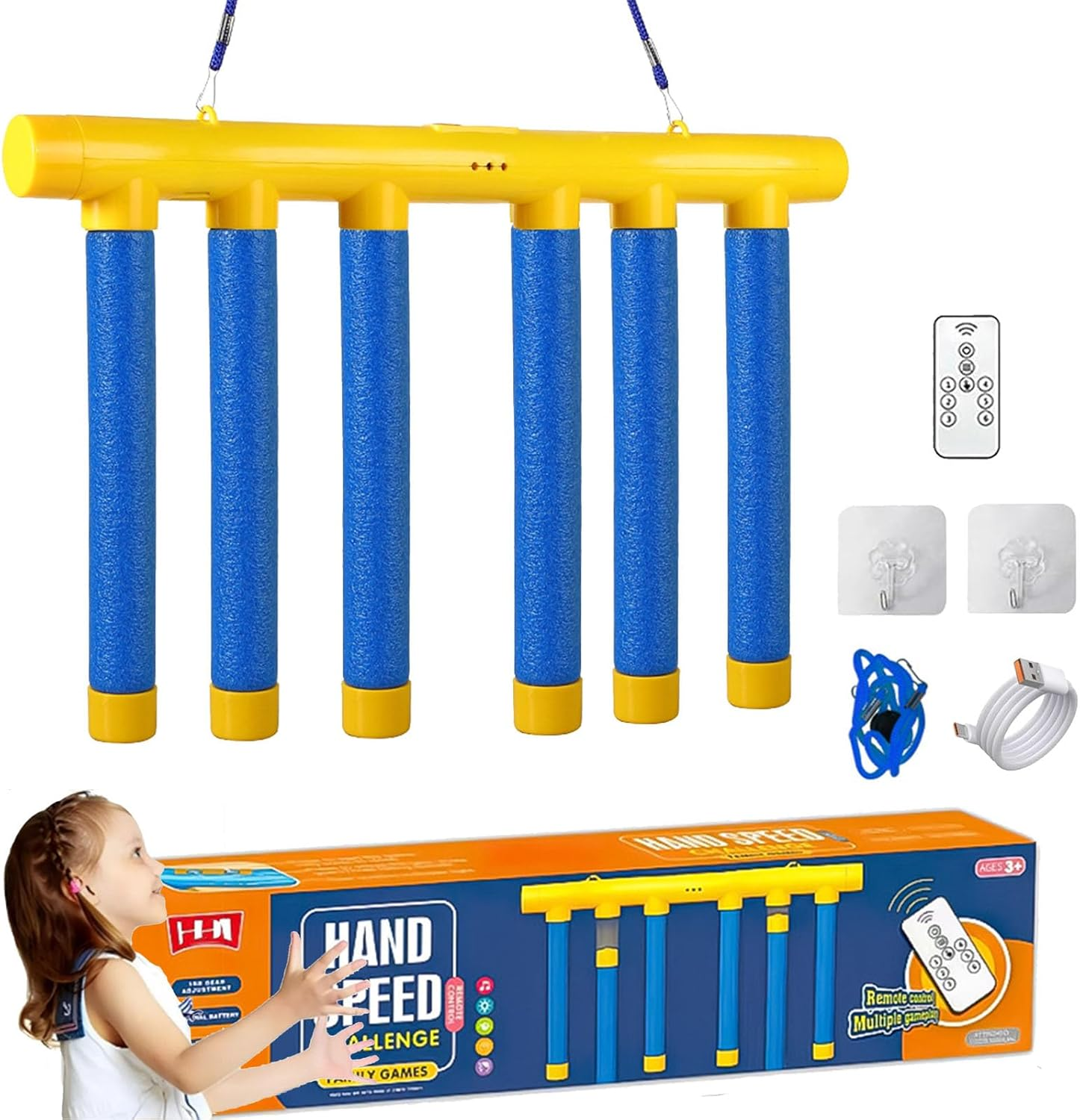 Reflex Challenge Game, Remote Control Catching Sticks Reaction Training Toy, Falling Sticks, Hand Speed Challenge Training for Kids Adults (Blue) image number 4