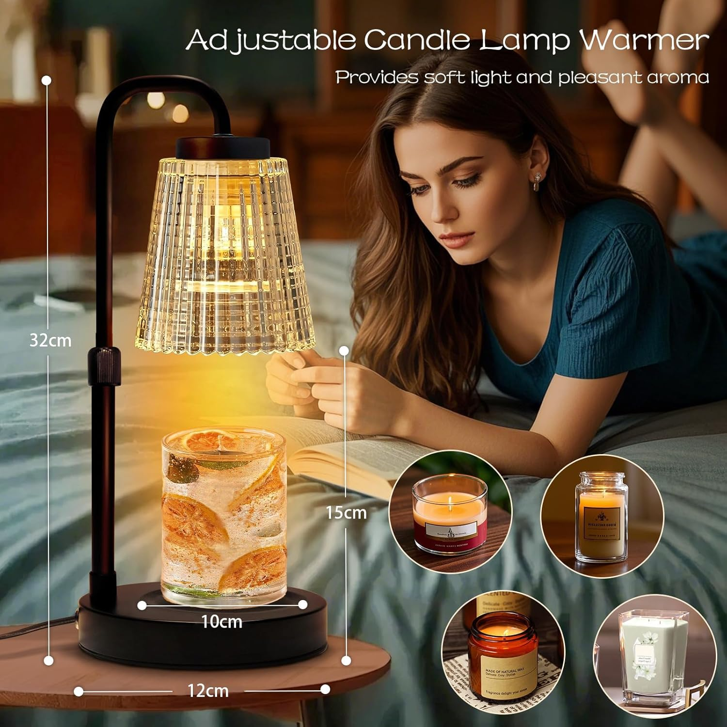 Kinsdan Candle Warmer Lamp, Adjustable Height Dimmable Candle Warmer with Timer, Wax Melt Warmer for Jar Candles with 2 Bulbs, Candle Lamp for Home Decor Gift image number 2