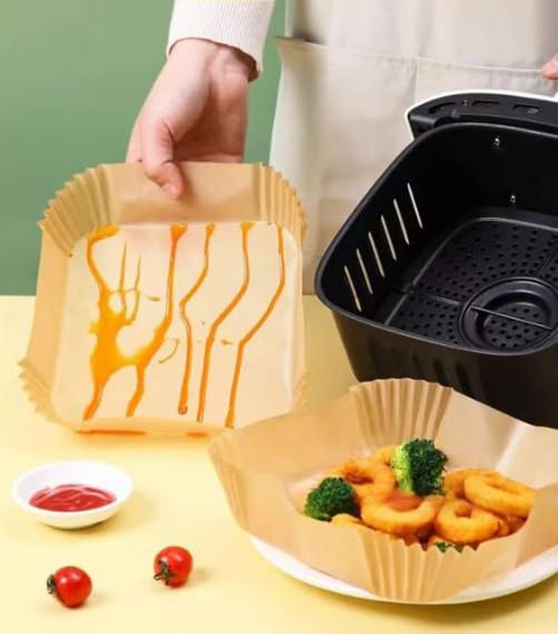 100 Pack Air Fryer Liners - Disposable Baking Paper for Philips, Ninja & Instant Pot Air Fryers | Heat-Resistant & Non-Stick image number 1