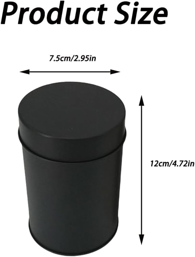 Matte Black Tea Storage Canister, Double Seal Tinplate Container, Kitchen Storage for Tea Coffee Sugar, 1 Piece - White image number 4