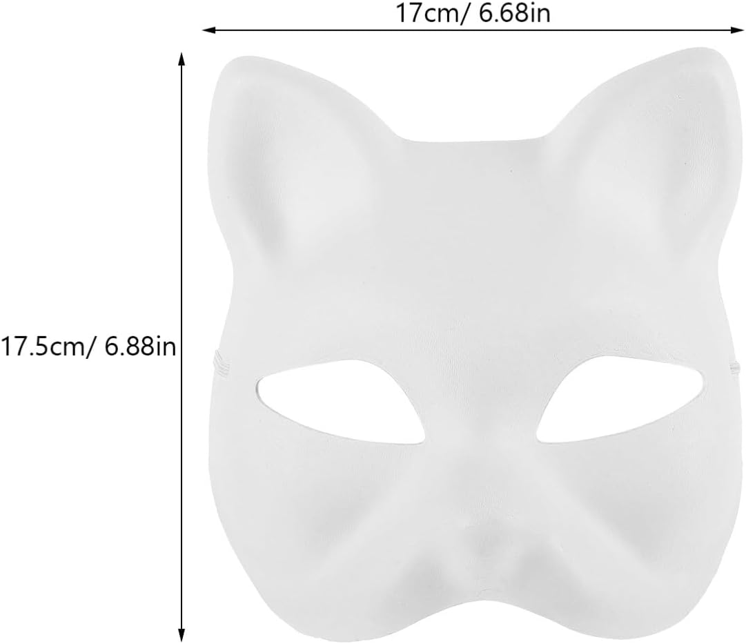 5Pcs Cat Mask Therian Masks White Paper Fox Masks Blank Therian Masks Unpainted Wolf Animal Half Facemasks DIY Masquerade Mask image number 4