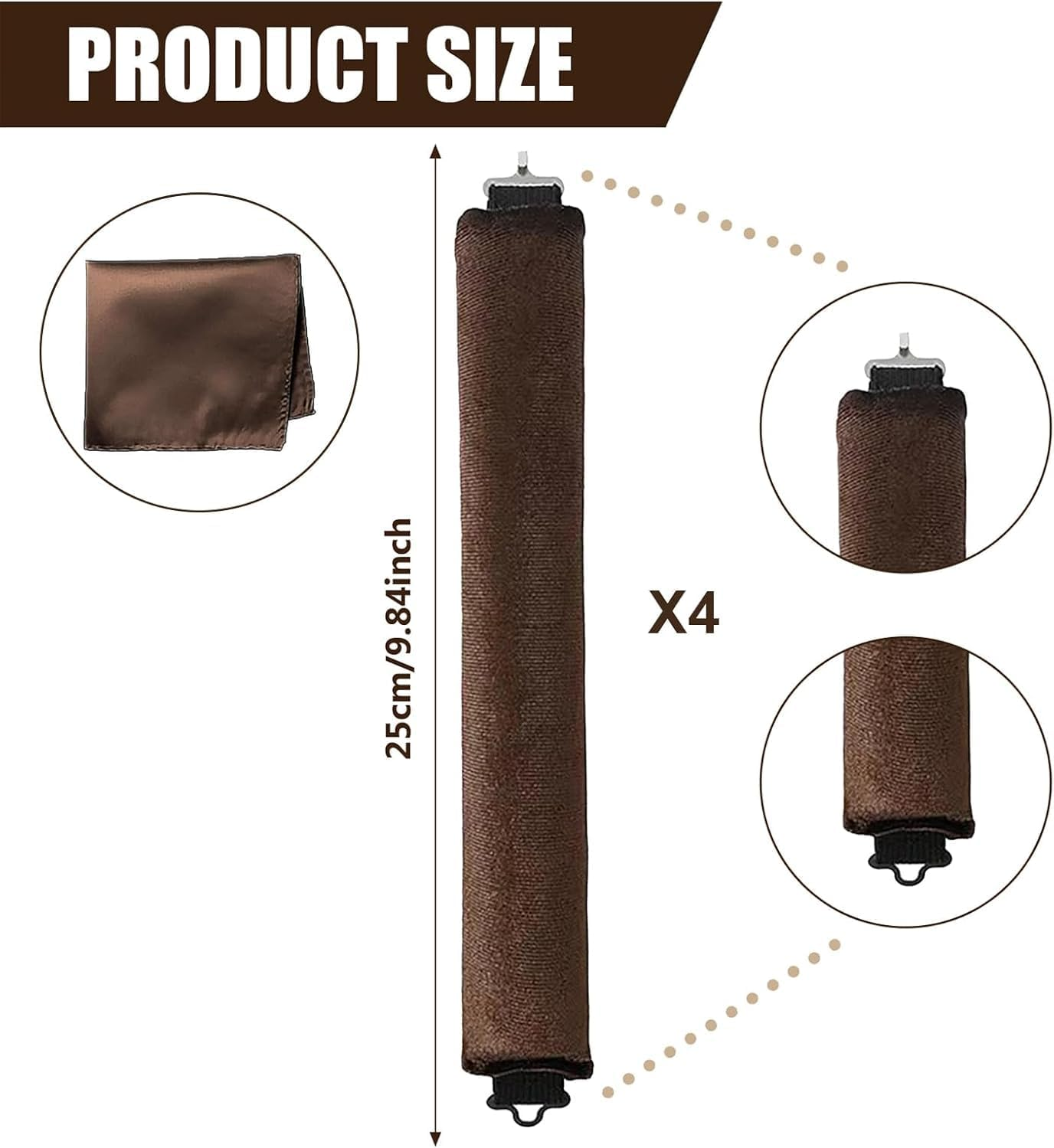 Zhangjunfle Overnight Blowout Headband Rods, 3Pcs Overnight Heatless Curls Blowout Rods, Heatless Curling Rods Velvet Blowout Rods Flexi Rods with Turban image number 2