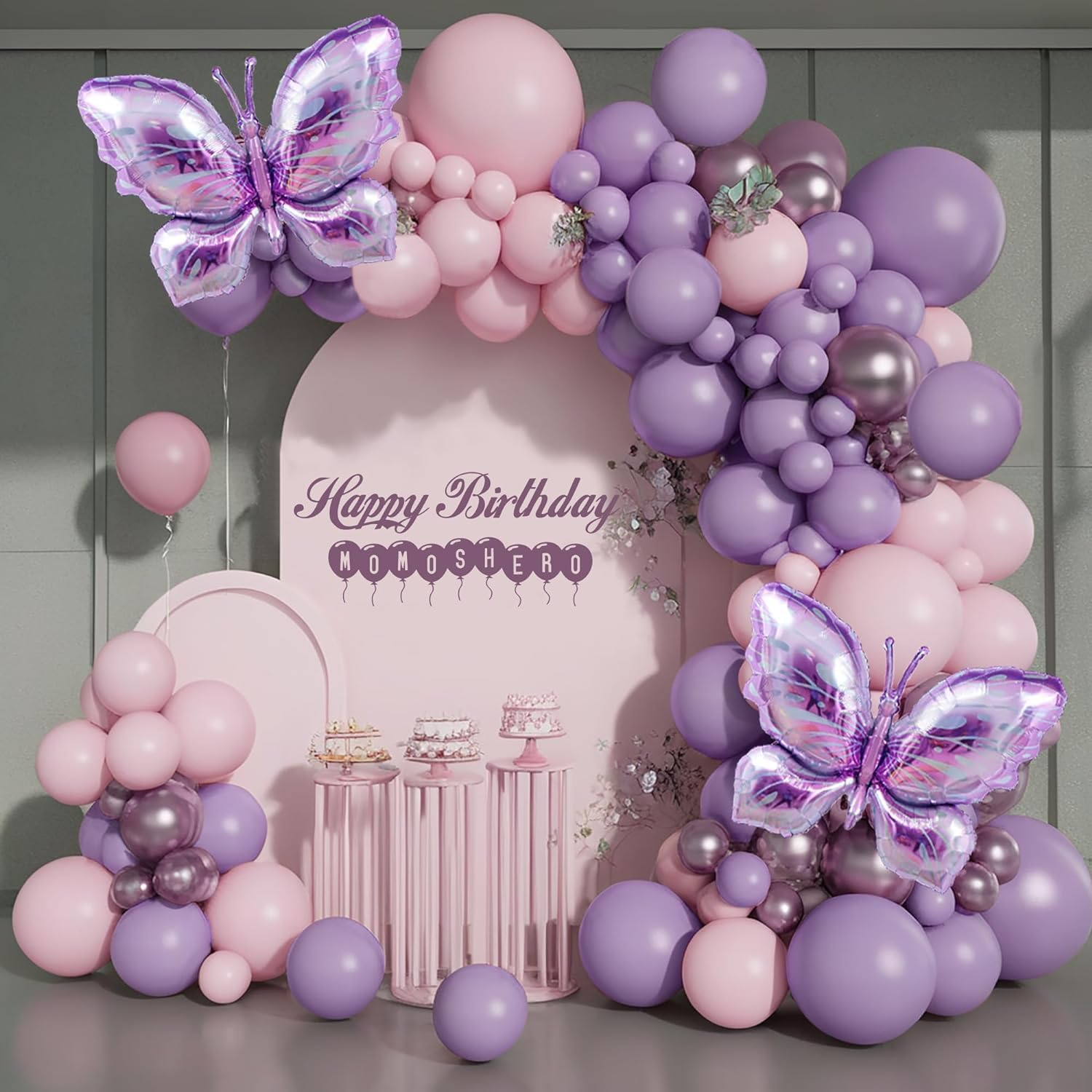 Butterfly Balloons Arch Garland Kit, 126 Pcs Purple Light Pastel Purple Balloons with Lavender Lilac Foil Butterfly for Girl'S Birthday Baby Shower Wedding Mother'S Day Valentines Party Decorations image number 1