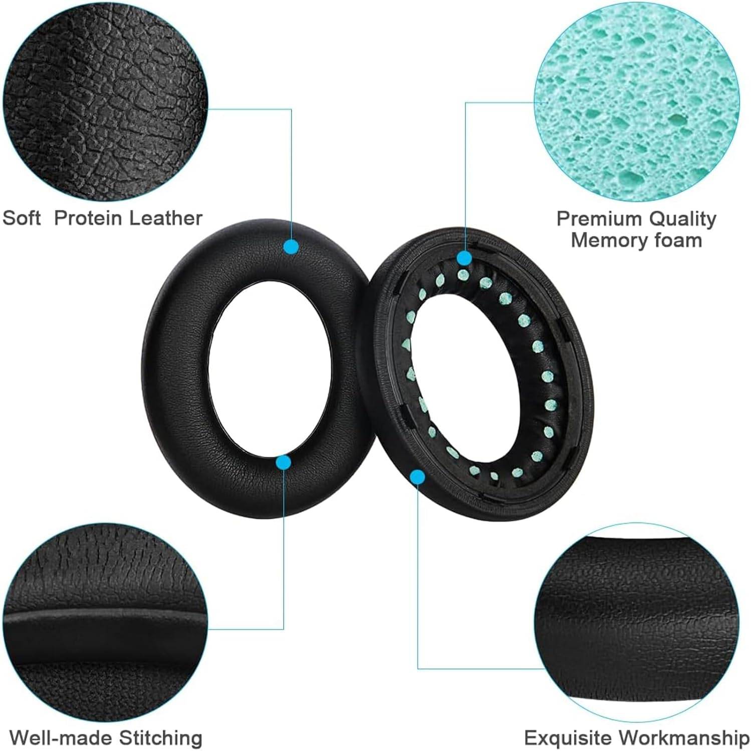 XBOGO Replacement Ear Pads for NC700, Premium Replacement Pads for Bose 700 and Bose NC700 Headphones, Replacement Ear Cushions Over-Ear Headphones, Black