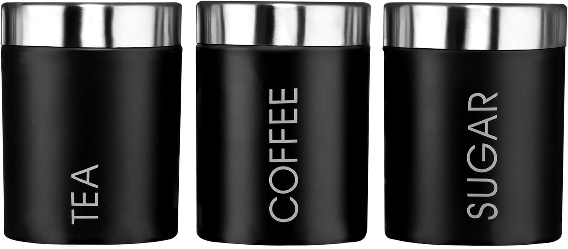 Premier Housewares Liberty Tea, Coffee and Sugar Canisters - Set of 3, Black image number 2