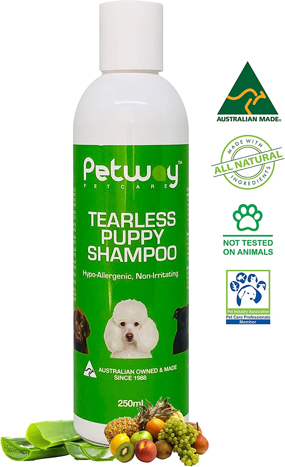 Petway Petcare Tearless Puppy Shampoo for Puppies and Kittens with Sensitive Skin, Hypoallergenic, Brightens and Highlights Natural Coat Colors, Free of Phosphates, Gentle on Puppies Eyes, 250Ml image number 2