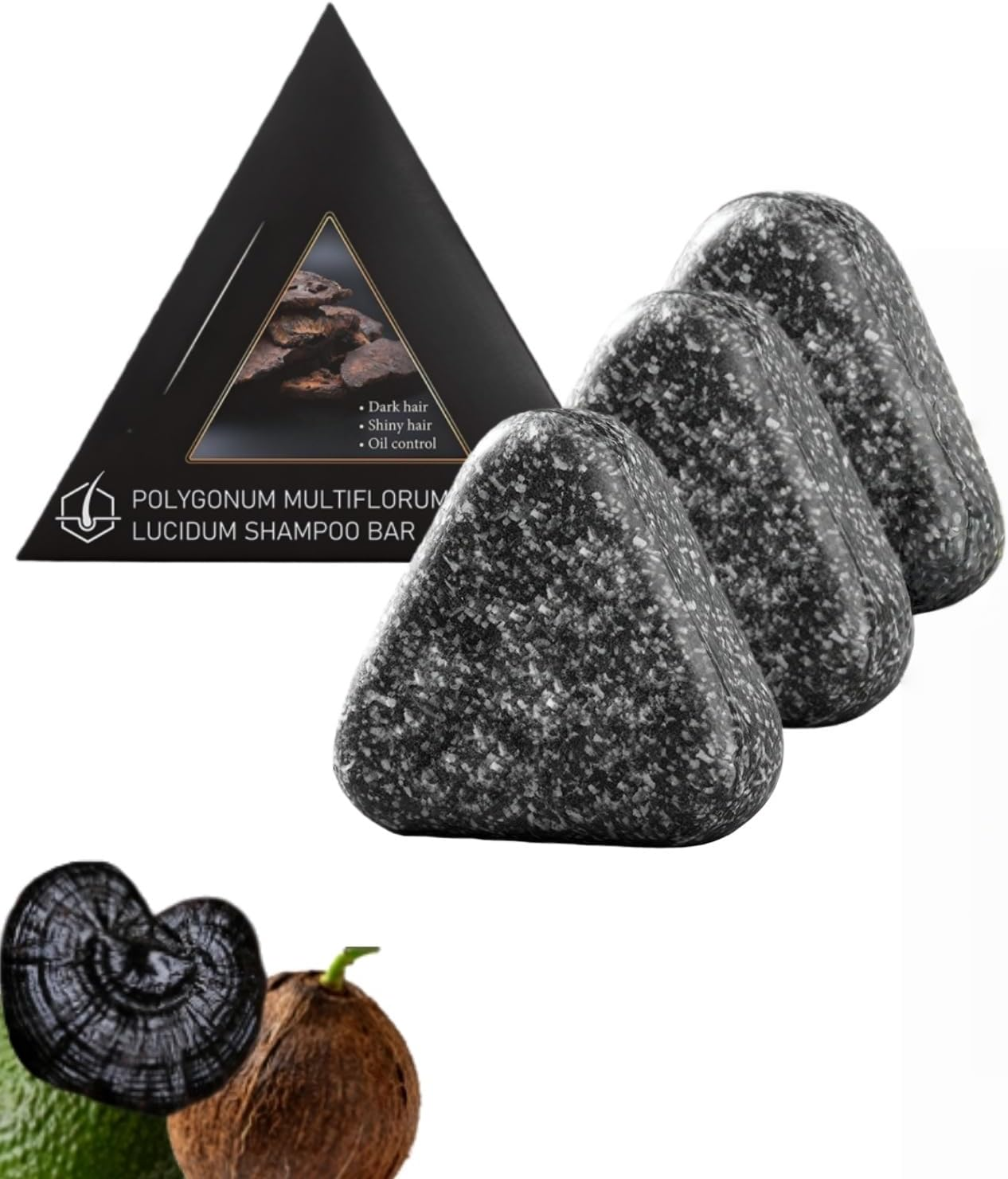 Polygonum Multiflorum Shampoo Black Hair Soap Bar - anti Hair Loss & Thickening for Thinning, Shampoo & Conditioner Bar for Gray & Older Women, Deep Cleansing for Scalps (5)