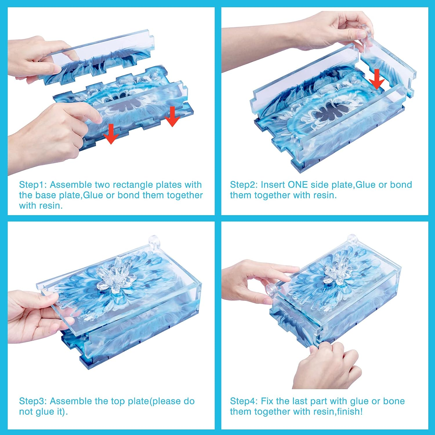 Resin Rectangle Box Mold, Epoxy Resin Silicone Large Storage Container with Lid Set Mould for Casting, Perfect for Dominoes Coffee Pod Jewelry Napkin Candy Cosmetics Trinket Crafts DIY Organizer image number 5