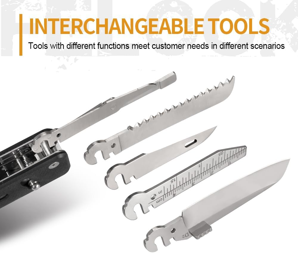 ROXON S503G Flex Companion Tool Modular Design and Customizable Pocket Tool, Preinstalled with 8 Essential Tools (1/4" Bit Driver, D2 Blade, Tapered Saw, Scissors Etc) for a Wide Range of Tasks