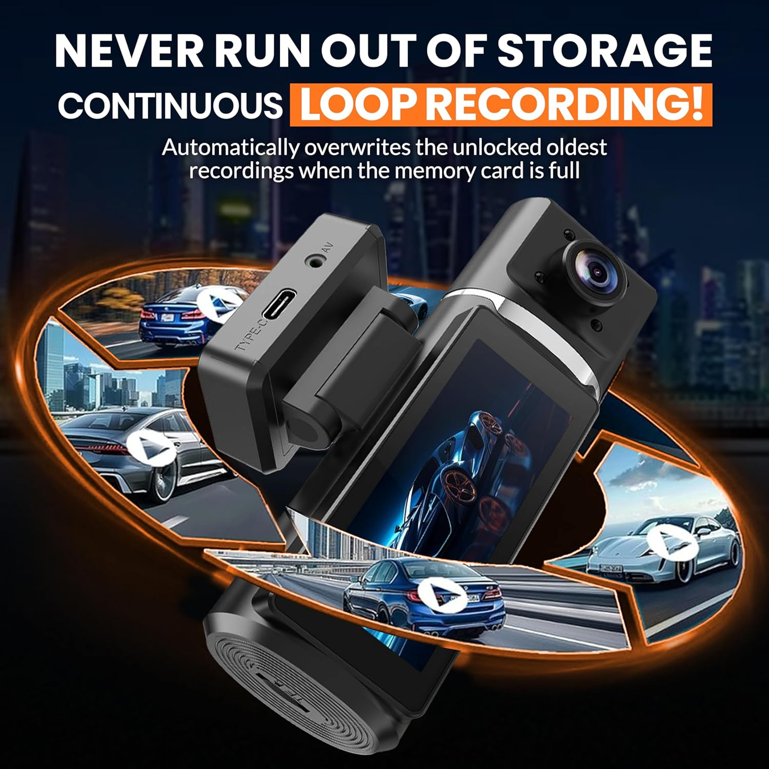 3 Channel Dash Cam Front and Rear, 3.2&rsquo;&rsquo; IPS Screen, Three Way Triple Dashcam for Cars, 1440P+1440P+1080P with STARVIS IR Night Vision, 24H Parking Mode, Motion Detection, WDR image number 5