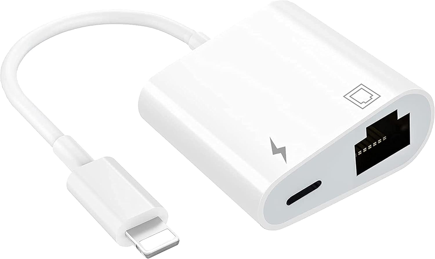Lightning to Ethernet Adapter,2 in 1 RJ45 Ethernet LAN Network Adapter with Charge Port, Compatible with Iphone/Ipad/Ipod Models,Supports 100Mbps