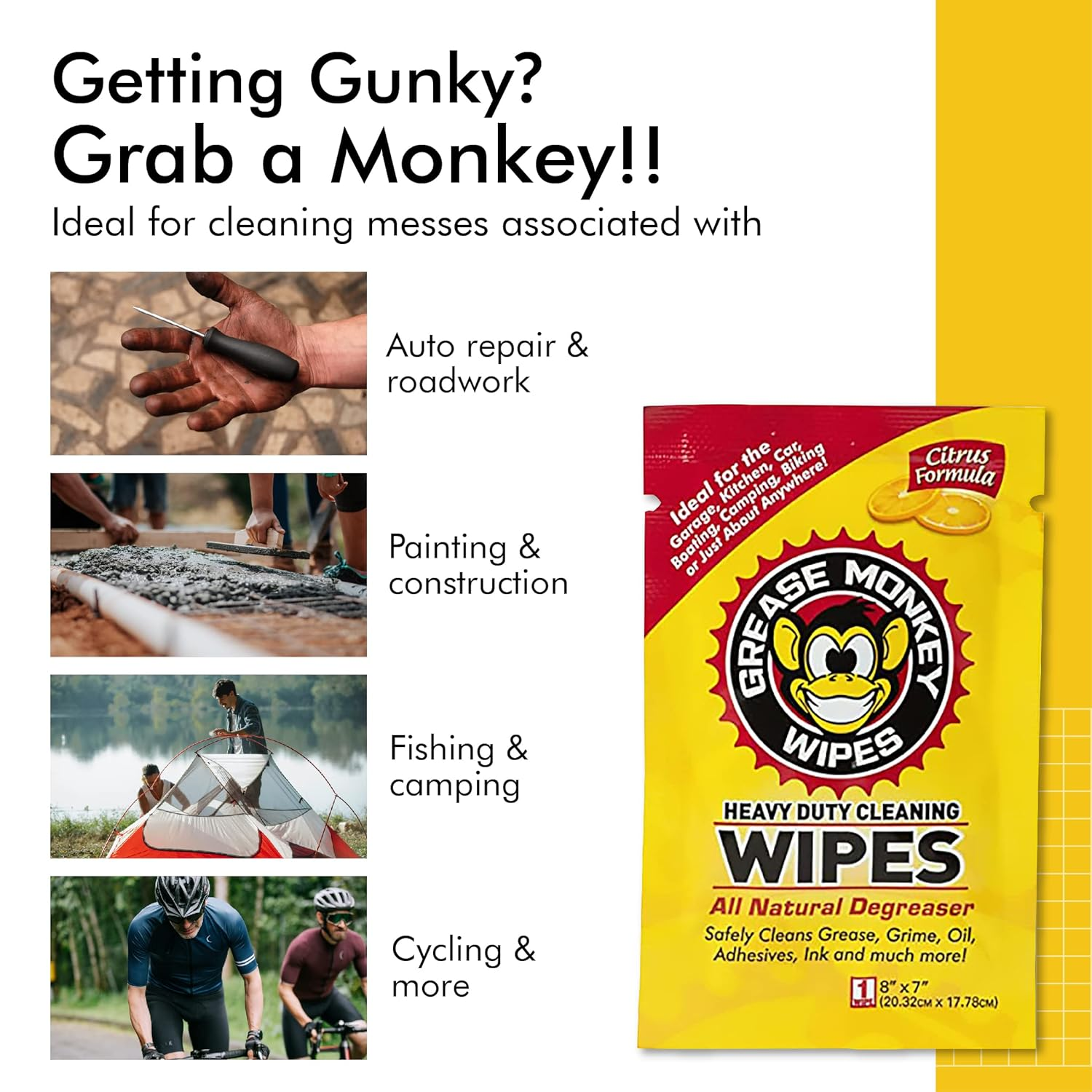 Grease Monkey Wipes Individual Heavy Duty Cleaning Wipes, 24-Count image number 3