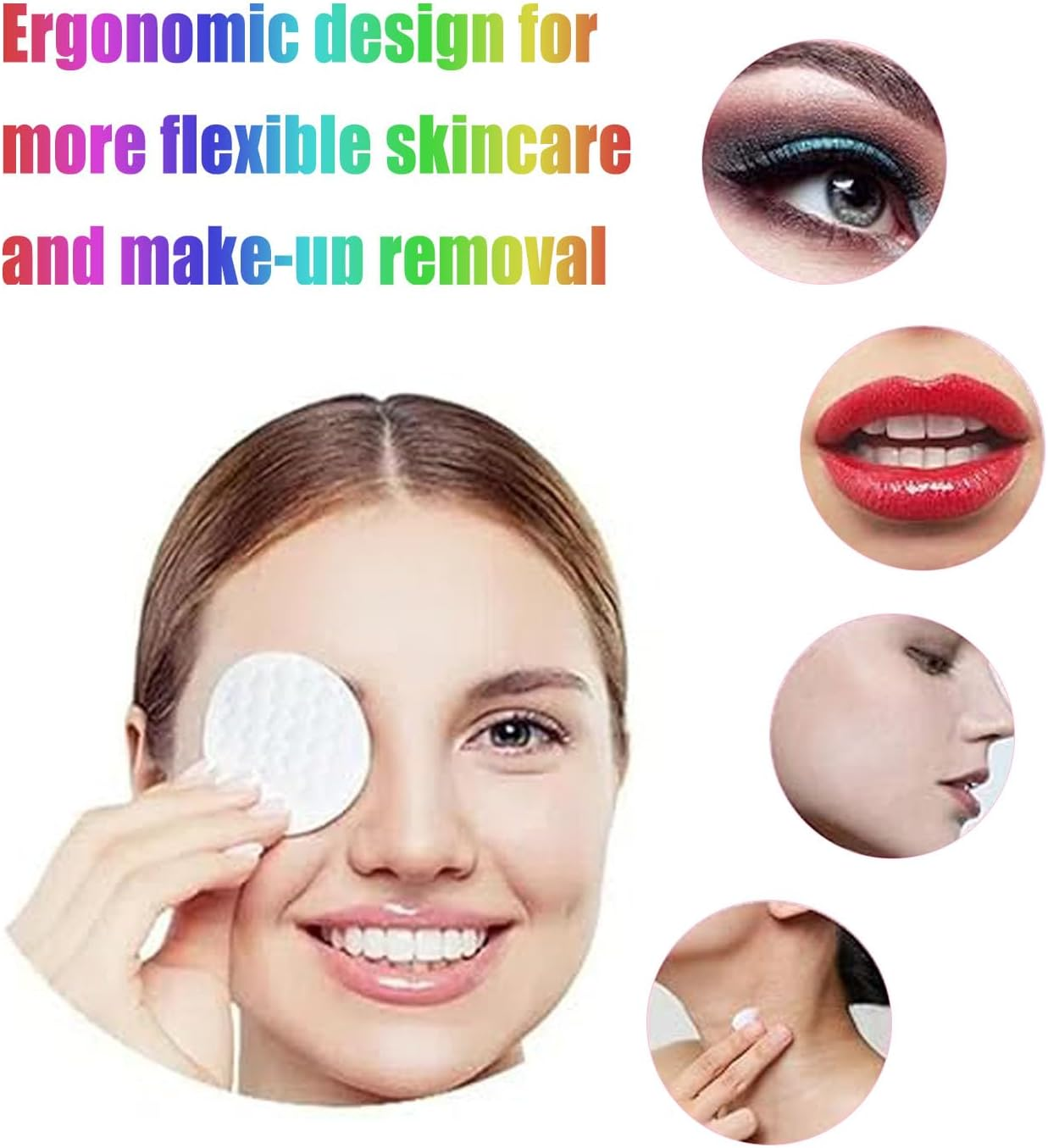 100 Pack Reusable Makeup Remover Pads, Makeup Remover Toner Pads, Cotton Pads for Face, Cotton Pads Round,Lint-Free Makeup Remover Pads for Face Cleansing, Applying Facial Toner & Nail Polish image number 2