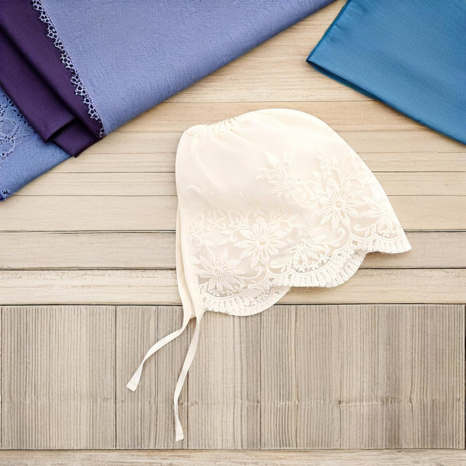 Kichvoe 2Pcs Girl Bonnet Elegant Lace Bonnets for Newborns for Dedication Christenings Weddings and Photo Shoots