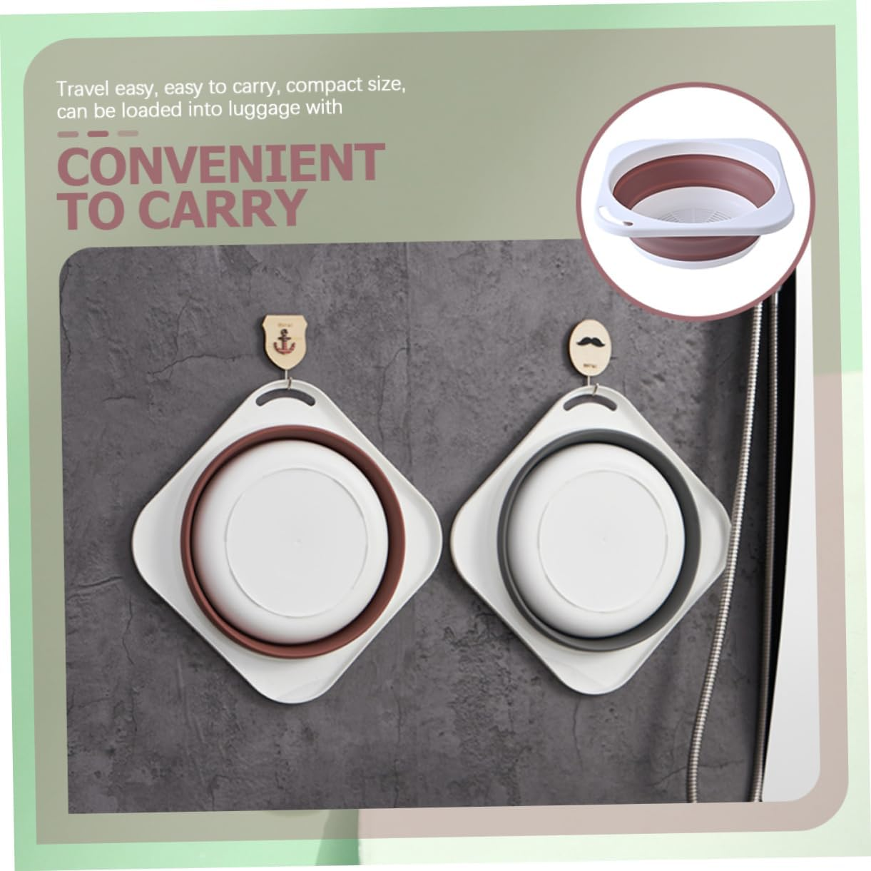 MOTHNUR Multi Use Collapsible Wash Basin Portable Bathroom Kitchen Sink for Face Wash Laundry Lightweight Durable Space Saving Design Medium Pink image number 1