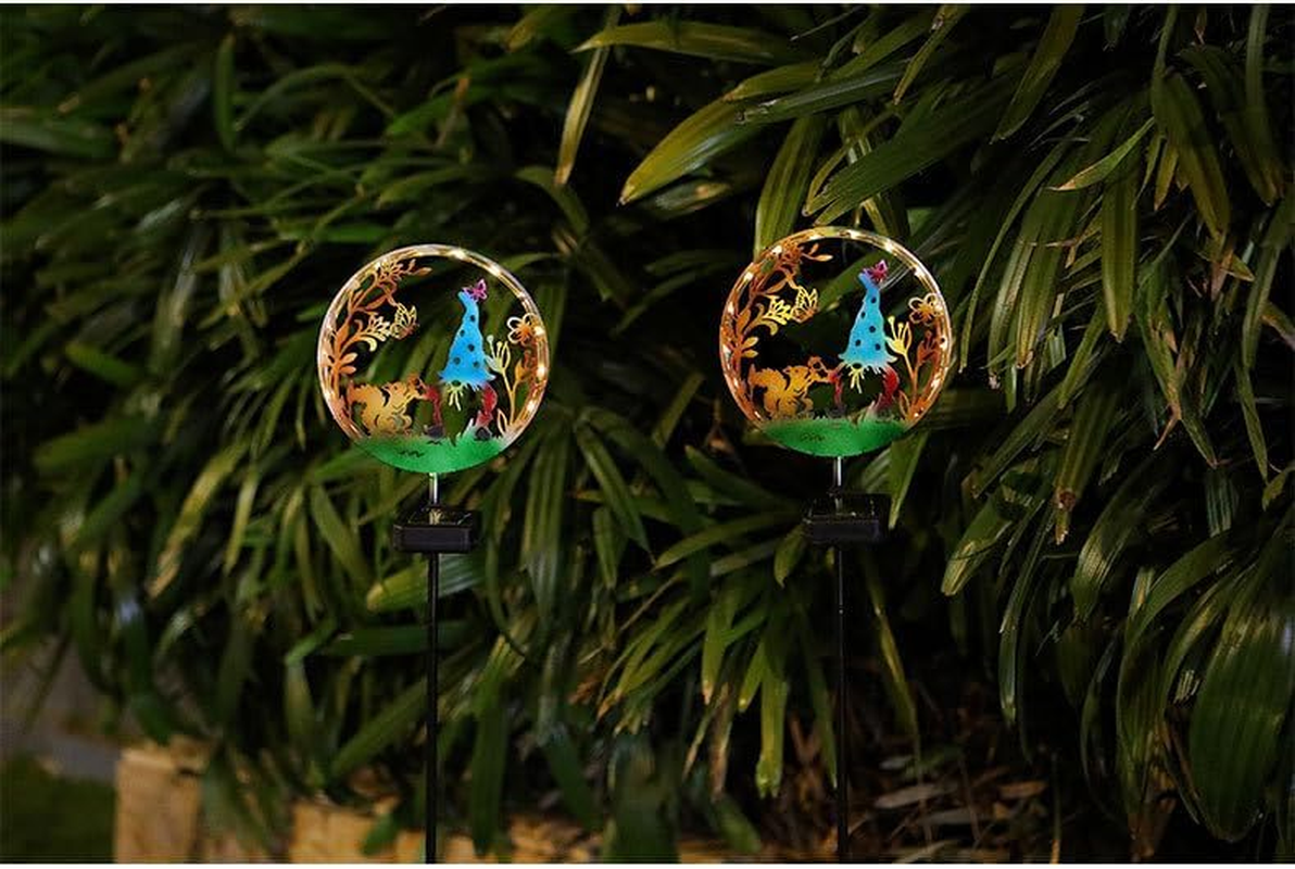 YZYOE Solar Powered Squirrel Elf Light, Garden Decoration Forge Iron Art Beautiful Squirrel and Elf Floor Lamp, Wireless Dusk to Dusk LED Landscape Light Waterproof image number 1