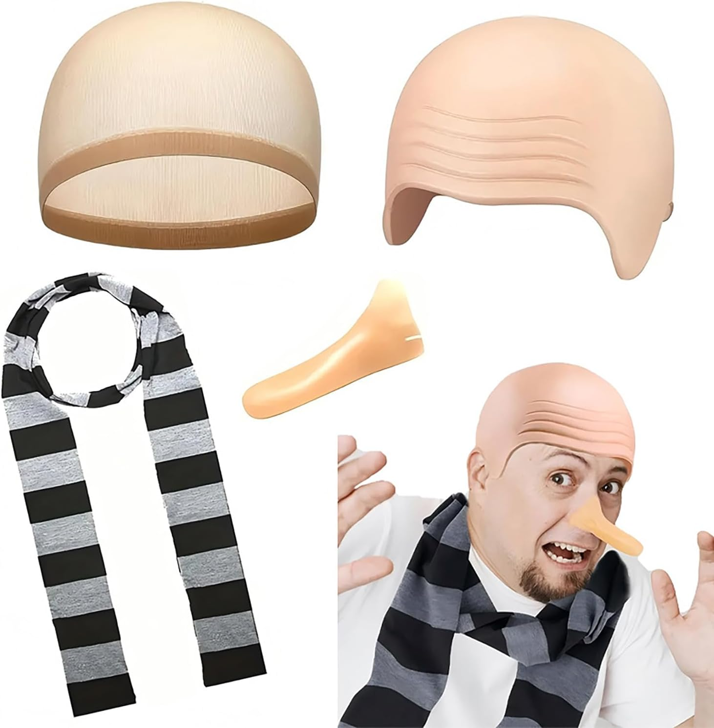 Halloween Costume Accessories for Men Black Gray Striped Mens Scarf Cosplay image number 3